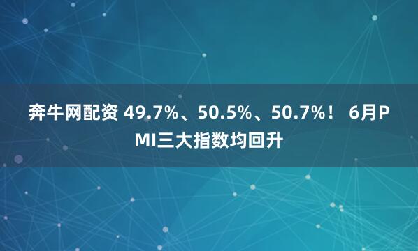 奔牛网配资 49.7%、50.5%、50.7%！ 6月PMI三大指数均回升